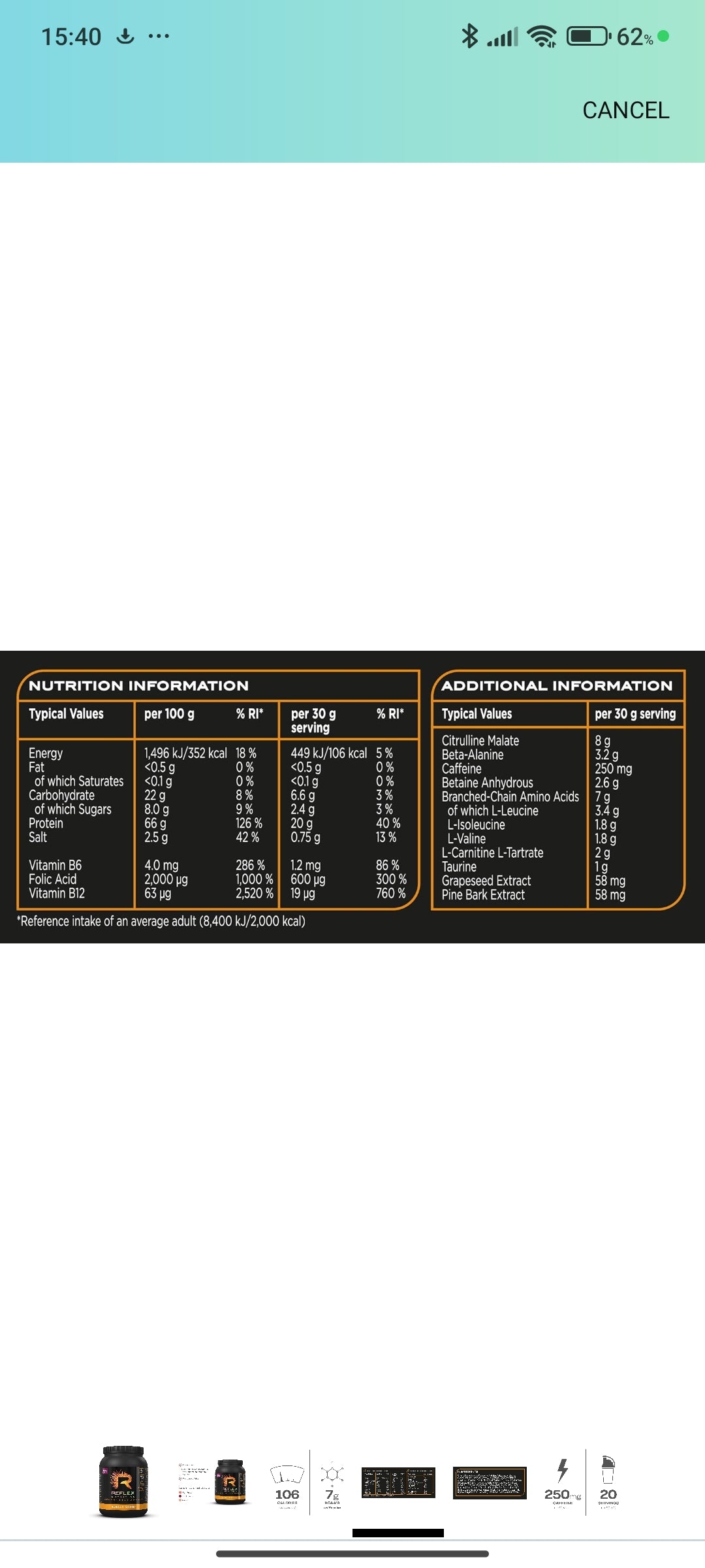 Reflex muscle bomb (old formula) 600g